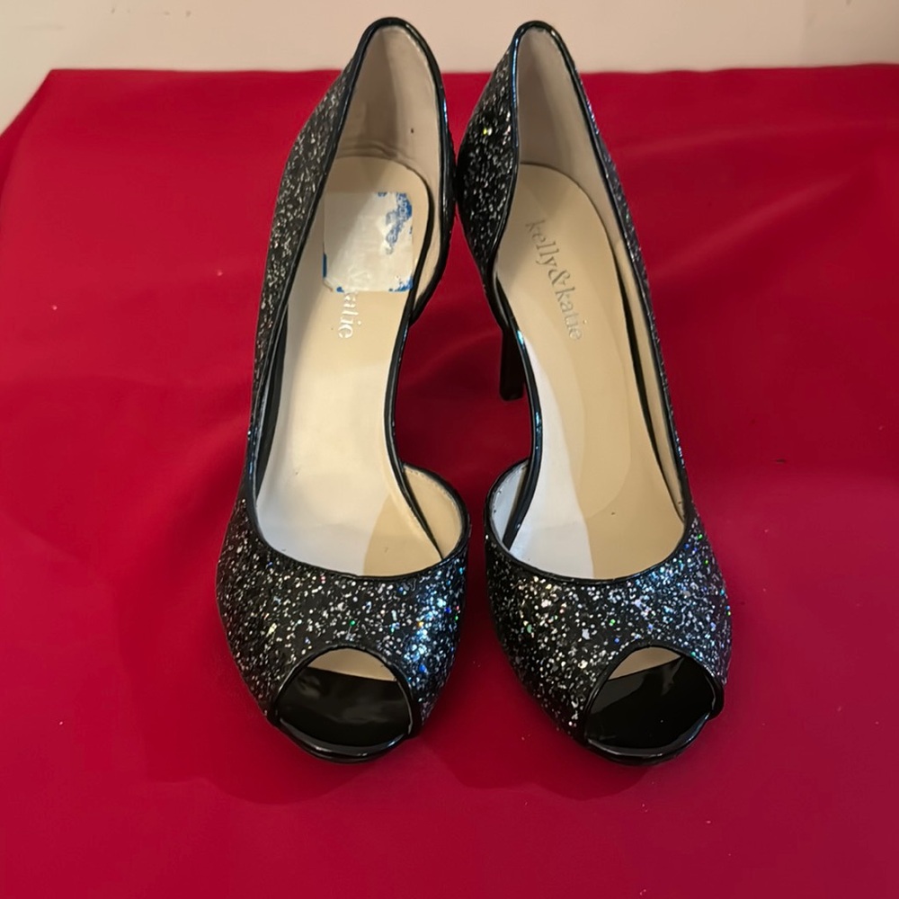 David Tate Black Glitter Heels